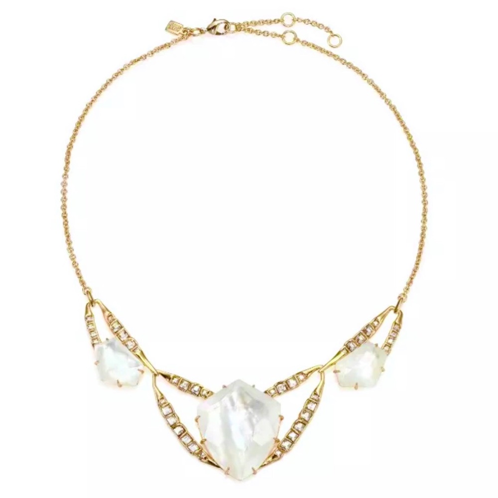 ALEXIS BITTAR • Gold Mother of Pearl Bib Necklace - Picture 4 of 5